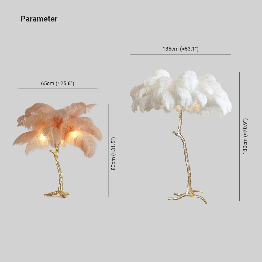 O'Moore Luxe Árbol Pluma/Resina Lámpara de Pie/Mesa, Veelkleurig